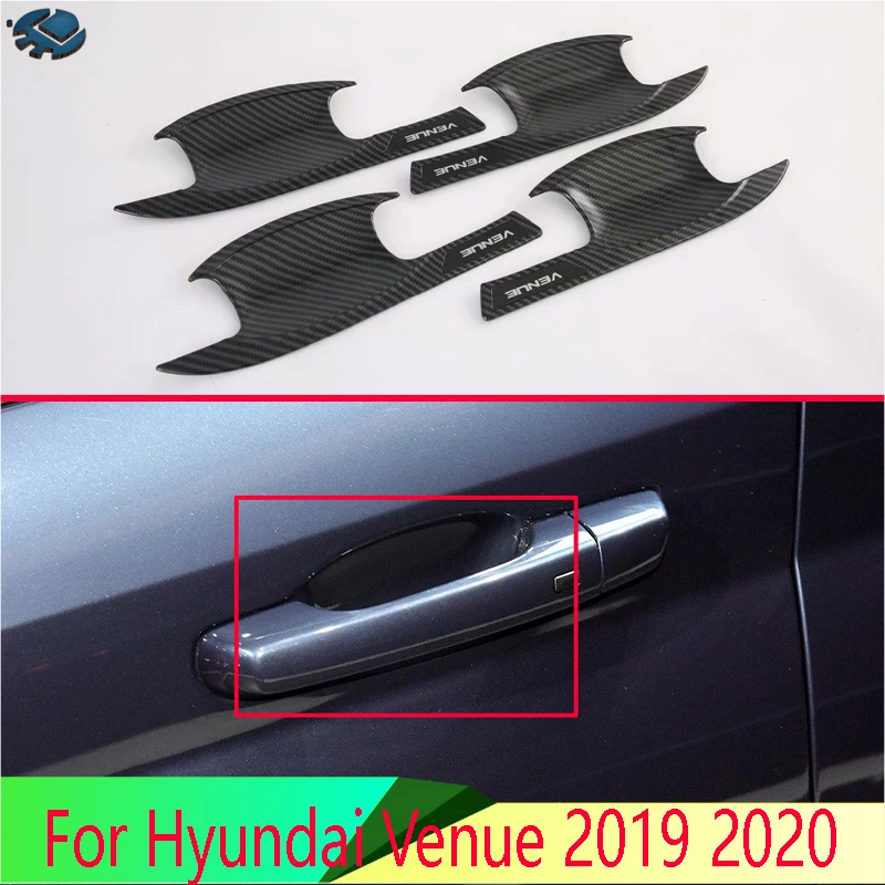 Pre miesto konania Hyundai 2019 2020 2021 Automobilové doplnky uhlíkové vlákno Style Dvere Rukoväť misky Cover Cover Cup Cup Dutina Tink vložka lišta úlovku