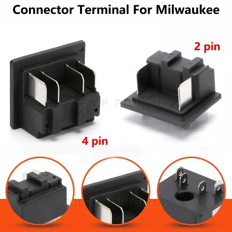 Pre Milwaukee batériu elektrický konektor konektora konektora konektora blokov Častia nabíjačky Adaptér Elektročné príslušenstvo 2 PIN 4 PIN