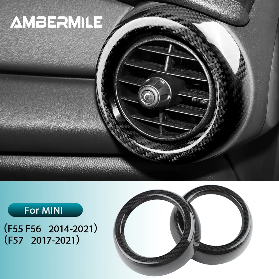 Pre Mini Cooper F55 F56 F57 2017-2021 Automobunkový dashboard bočné kruhový kruhový vývod vzduchu Kryt Skutočné nálepky na nálepky na uhlíkové vlákna