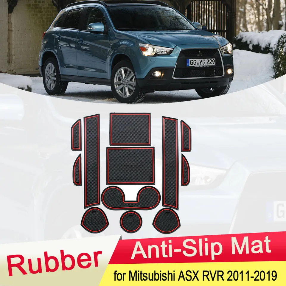 Pre Mitsubishi ASX RVR 2011 ~ 2019 Gumové protišmykové poddajné dverové drážky Pad Pad Gate Slot Coaster Coaster Autori 2014 2014 2015 2016