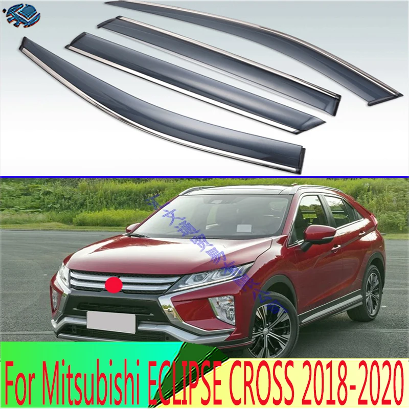 Pre Mitsubishi Eclipse Cross 2018 2019 2020 2021-2024 Plastové vonkajšie priezorové odtiene odtiene okno Sun Rain Guard Deflector 4pcs