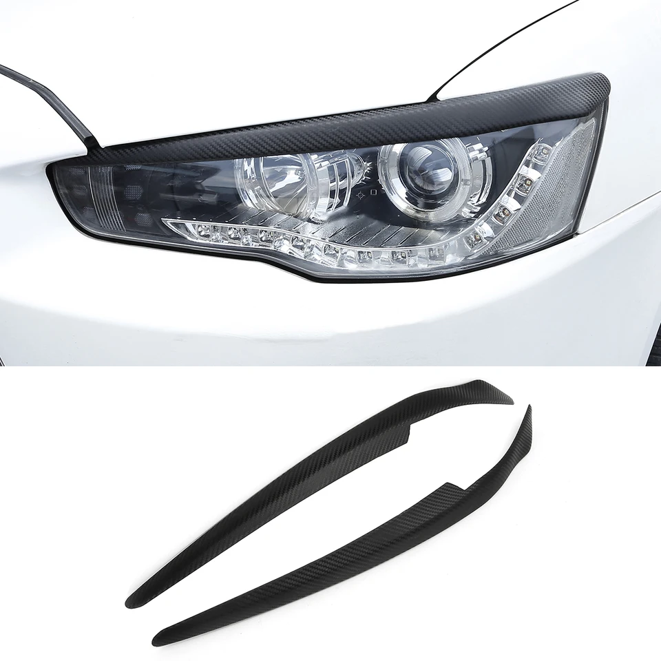 Pre Mitsubishi Lancer Evo X 2008-2015 Oberané očné očné viečko Oillid Obočie uhlíkové vlákno prednú hlavu svetlo Light Light Cover Folding Strip Strip
