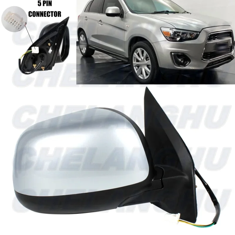 Pre Mitsubishi Outlander ASX 2010 2012 2012 Pravá strana 5 kolíkov strieborná šedá natretá Vyhrievaná energia Zostava zrkadla zrkadla