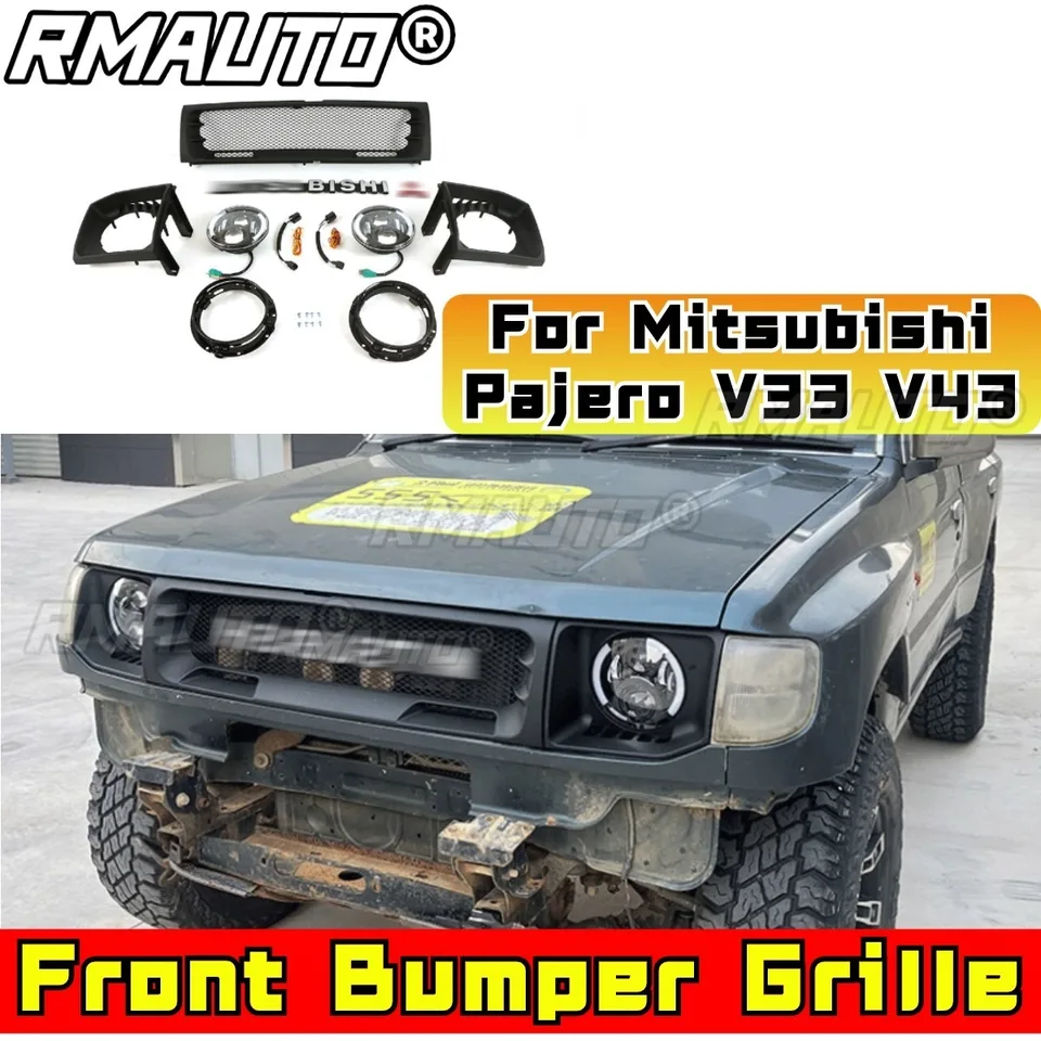 Pre Mitsubishi Pajero Black Diamond V33 V43 V45 V55 Automobilové príslušenstvo Front Racing Grilles Car Front Bumper Grill Auto