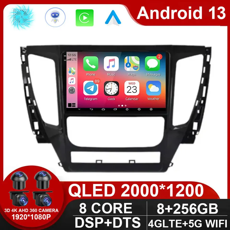 Pre Mitsubishi Pajero Sport Montero 2020 Android 14 Car Radio Video Ahd Multimedia QLED Wireless CarPlay Auto 4G LTE DSP No DVD