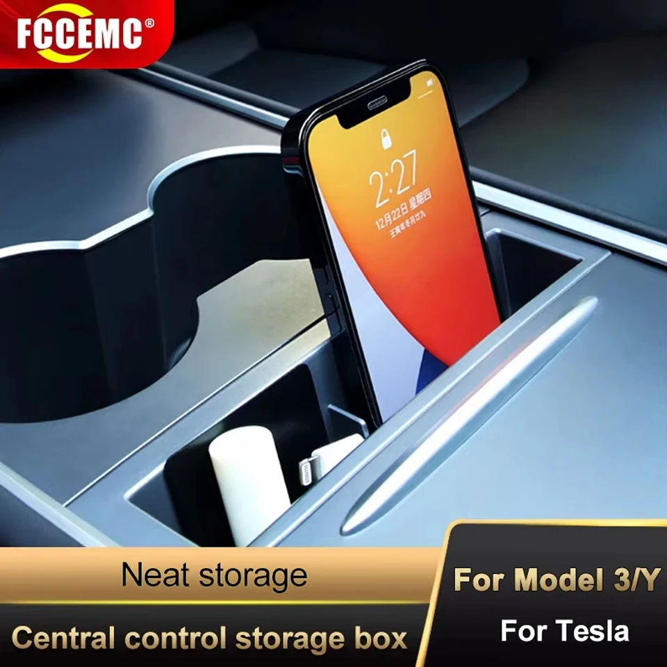 Pre model Tesla Model 3 Y Center Console lakťová lakťová lakťová krabica karta Kľúč na nabíjanie Telefón Organizátor kábla Kryt Case Interiérové ​​príslušenstvo