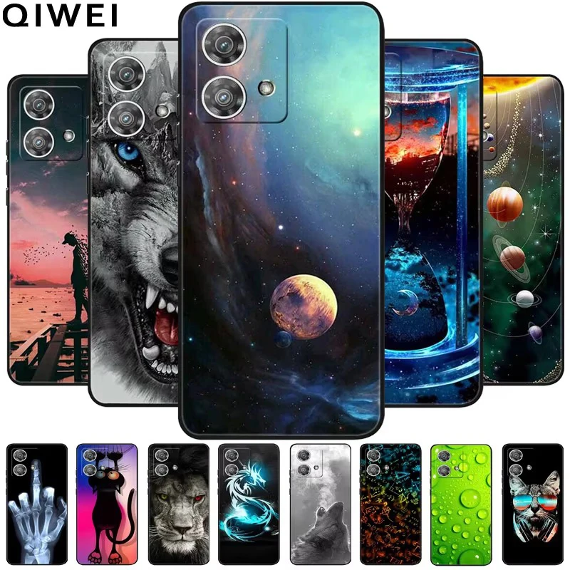 Pre Moto Edge 40 NEO Case 6.55 '' Soft Silicon Cool Wolf TPU Puzdroch pre Motorola Edge 40 NEO Cover XT2307-1