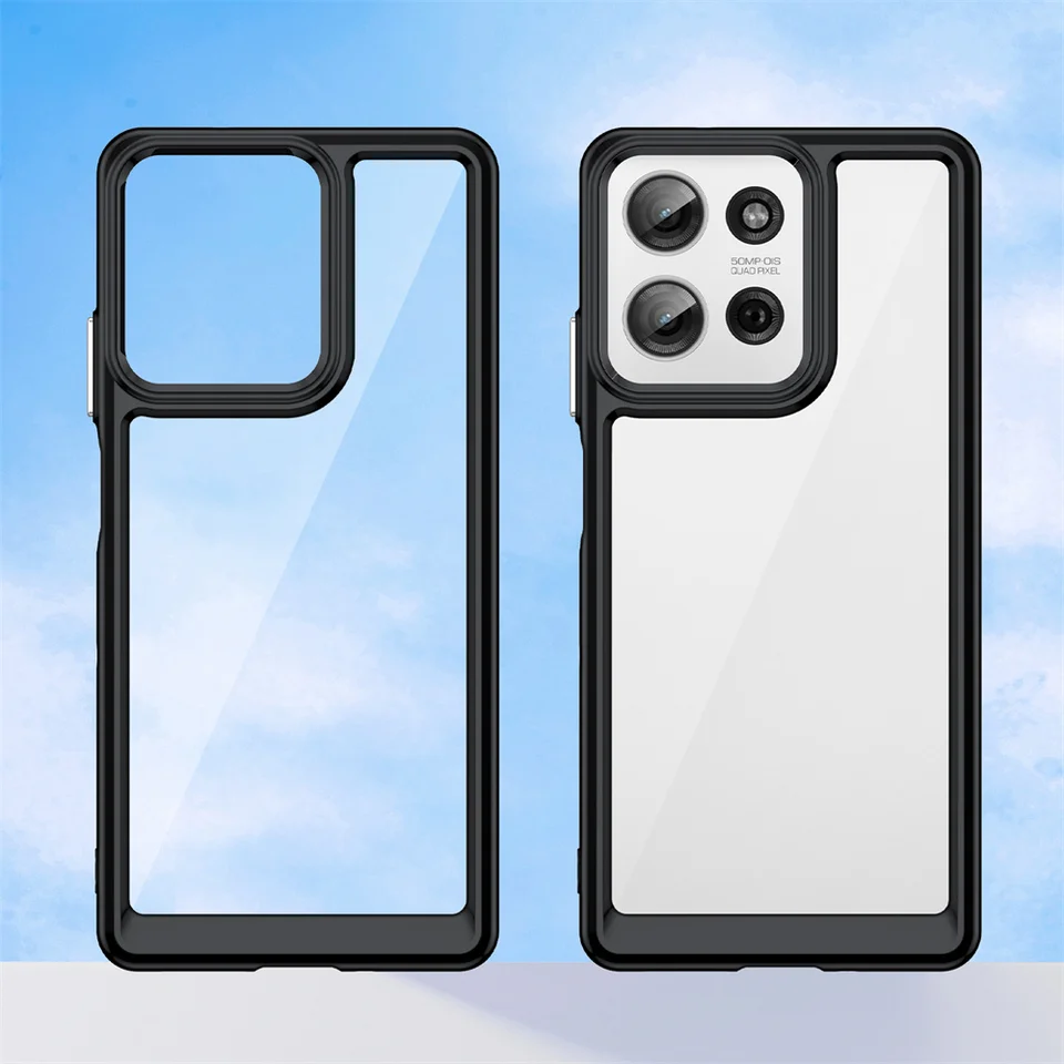 Pre Moto G75 7G tvrdá zadná doska mäkkého krycieho krytu telefónu pre puzdro pre MotoG75 G 75 Plná PMMA + TPC Ochranca Coque
