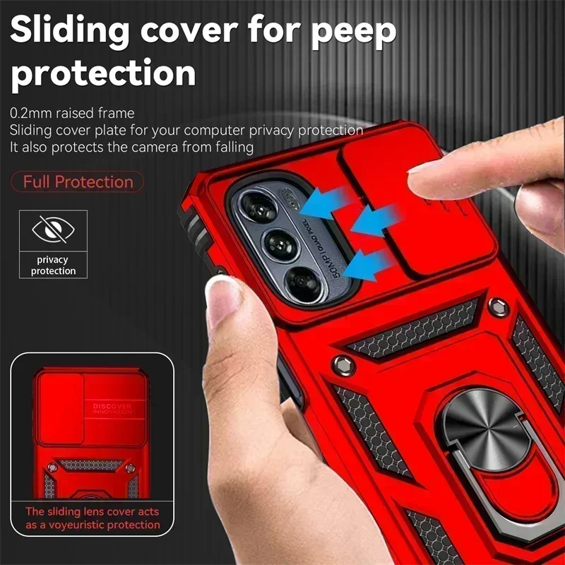 Pre Motorola G22 Case Slide Camera Ochrana fotoaparátu s nárazovými pancierovými puzdrami pre Moto G32 G52 G62 G82 G 22 32 52 62 82 Zadný kryt