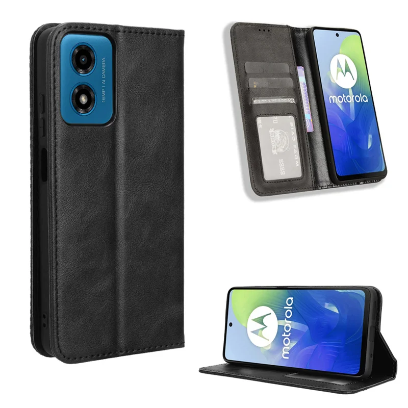 Pre Motorola Moto E14 G24 G24Power G04 G04S Cake Luxury Flip PU Anti-pána kožená peňaženka Magnetické adsorpčné vrecká telefónu