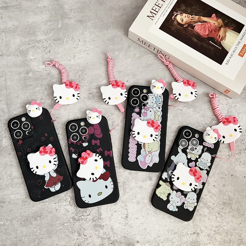 Pre Motorola Moto G04 G24 G34 G84 G54 G14 G200 X40 X30 Edge 30 S30 40 NEO Lite 5G Hello Kitty Rodinné puzdro s držiakom lano