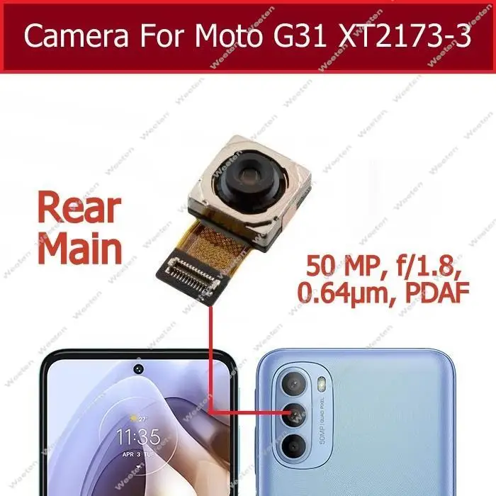 Pre Motorola Moto G31 XT2173-3 predná časť Selfie Zadná zadná hlavná kamera Flex Časti kábla