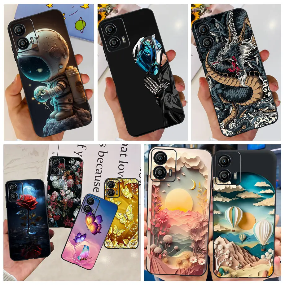 Pre Motorola Moto G53 Case XT2335-2 Čierny kvapalina Silikónový nárazník Coque Motorolag53 G 53 5G Fundas mramorový vesmírny muž Dragon Capa