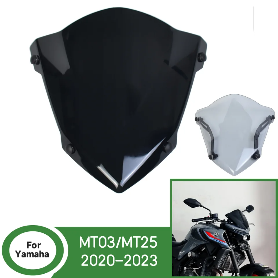 Pre MT 03 25 predné deflektory vzduchu pre predné veterné obrazovky pre Yamaha MT-03 MT-25 2020-2023 MT03 MT25 Černé sklo čelného skla Motocykle