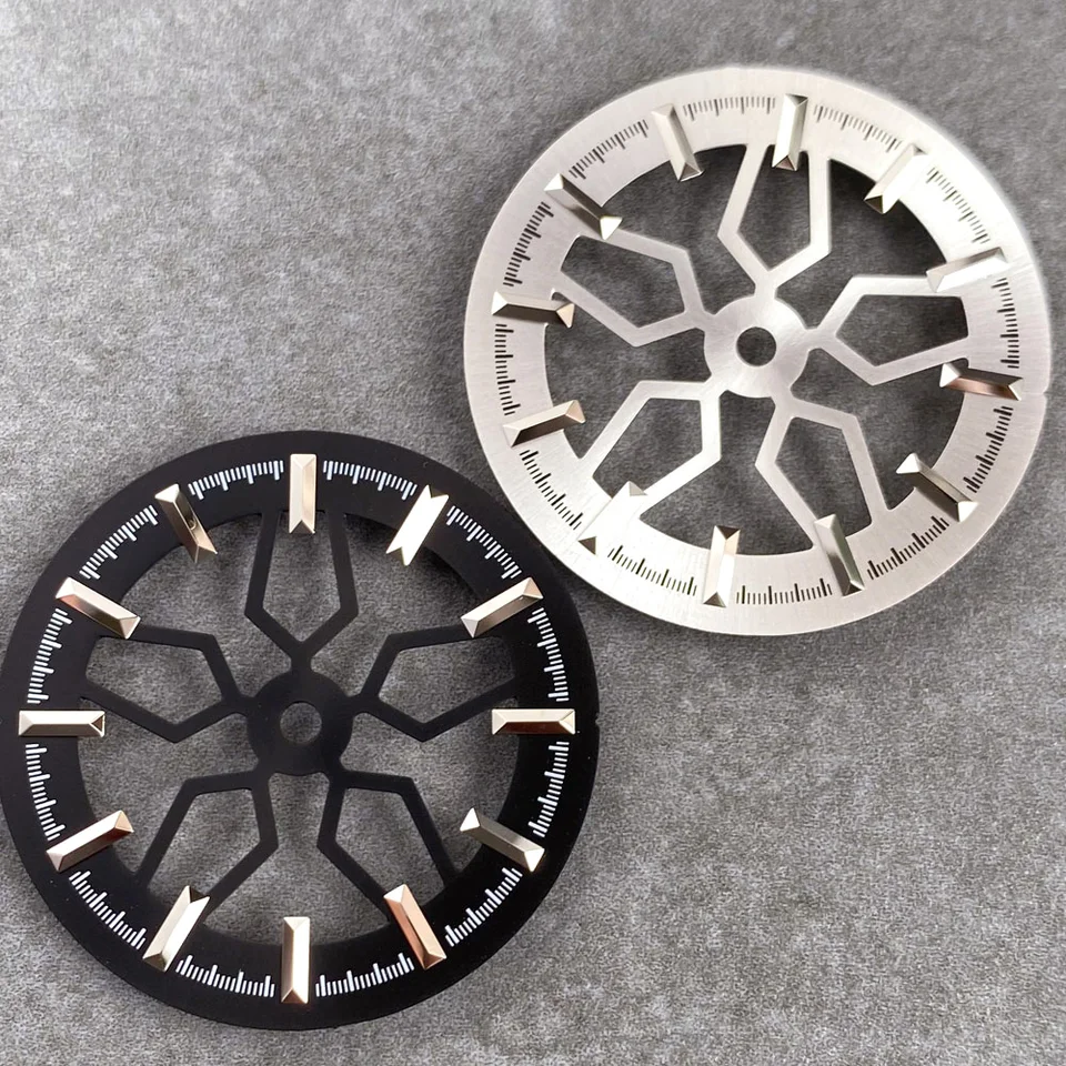 pre NH35 NH36 NH38 NH70 NH71 NH72 Automatický pohyb 29 mm hodinky Dial tvár Duté číselníky Skeleton Accessories strieborné čierne