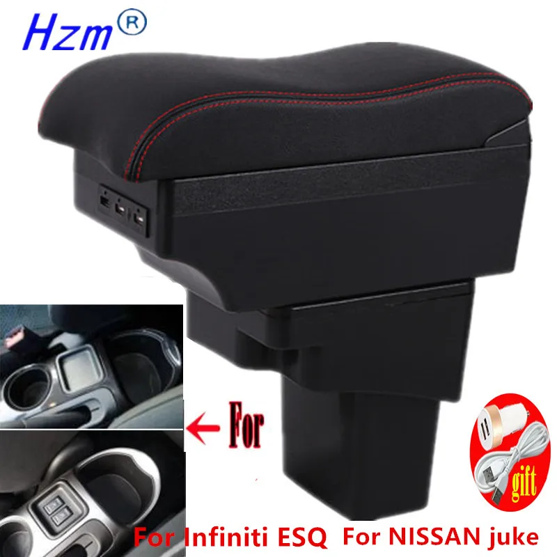 Pre Nissan Juke lakťovú skrinku pre infiniti esq lakťové opierky 2010-2019 Príslušenstvo interiérový úložný box dodatočne diela USB LED LED