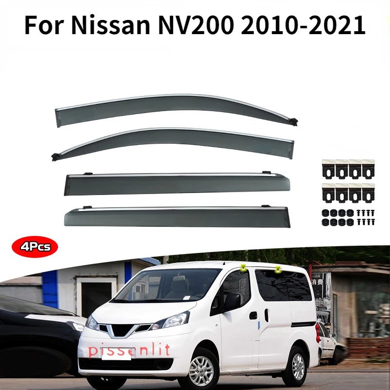 Pre Nissan NV200 2010-2021 Príslušenstvo Vonkajšie čalúnenie Chrómové okno Dažďové ochranné kryty Bright Strip Strip Danftors Visors Dážď