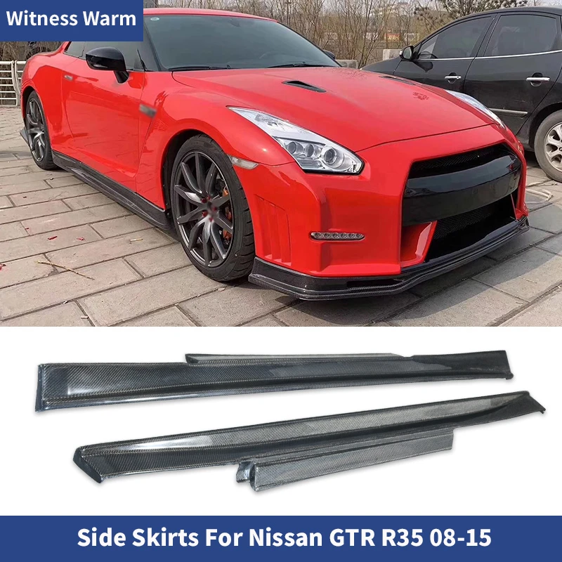 Pre Nissan R35 GTR Coupe Bočné sukňa uhlíkových vlákien GT-R Bočný nárazník na pery súprava