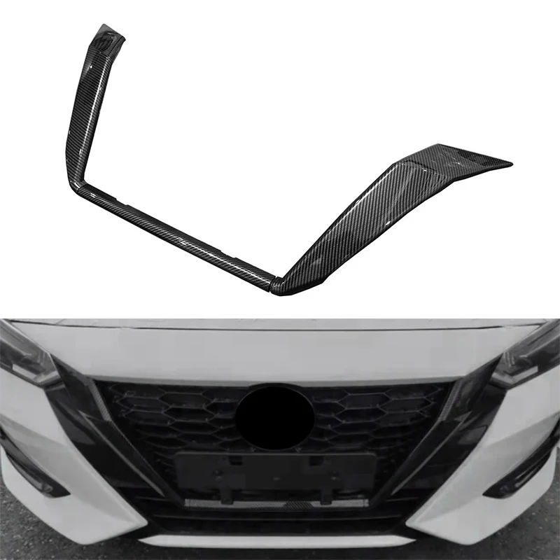 Pre Nissan Sentra Bluebird Sylphy Almera 2020 2021 uhlíkové vlákno predné mriežky grily krycie obloženie hlavy Grills Strip Strip