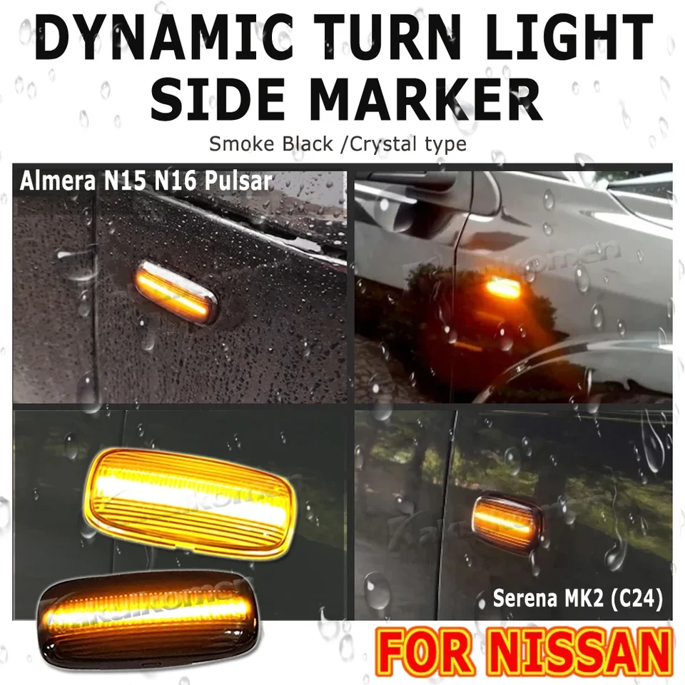 Pre Nissan Skyline Sunny Serena C24 Primera Stagea Bluebird slivia reklamný vagón sekvenčný dynamický LED bočné markerové svetlo Signál