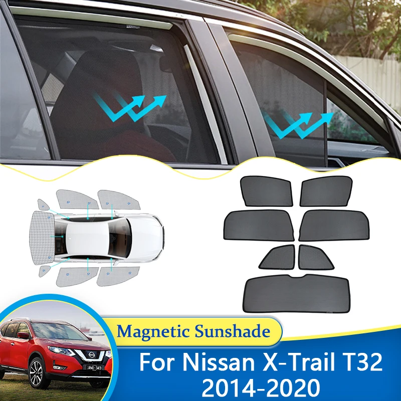 Pre Nissan X-Trail X Trail XTrail Rogue T32 2014 ~ 2020 Magnetické slnečné slnečné okno Černé sklo