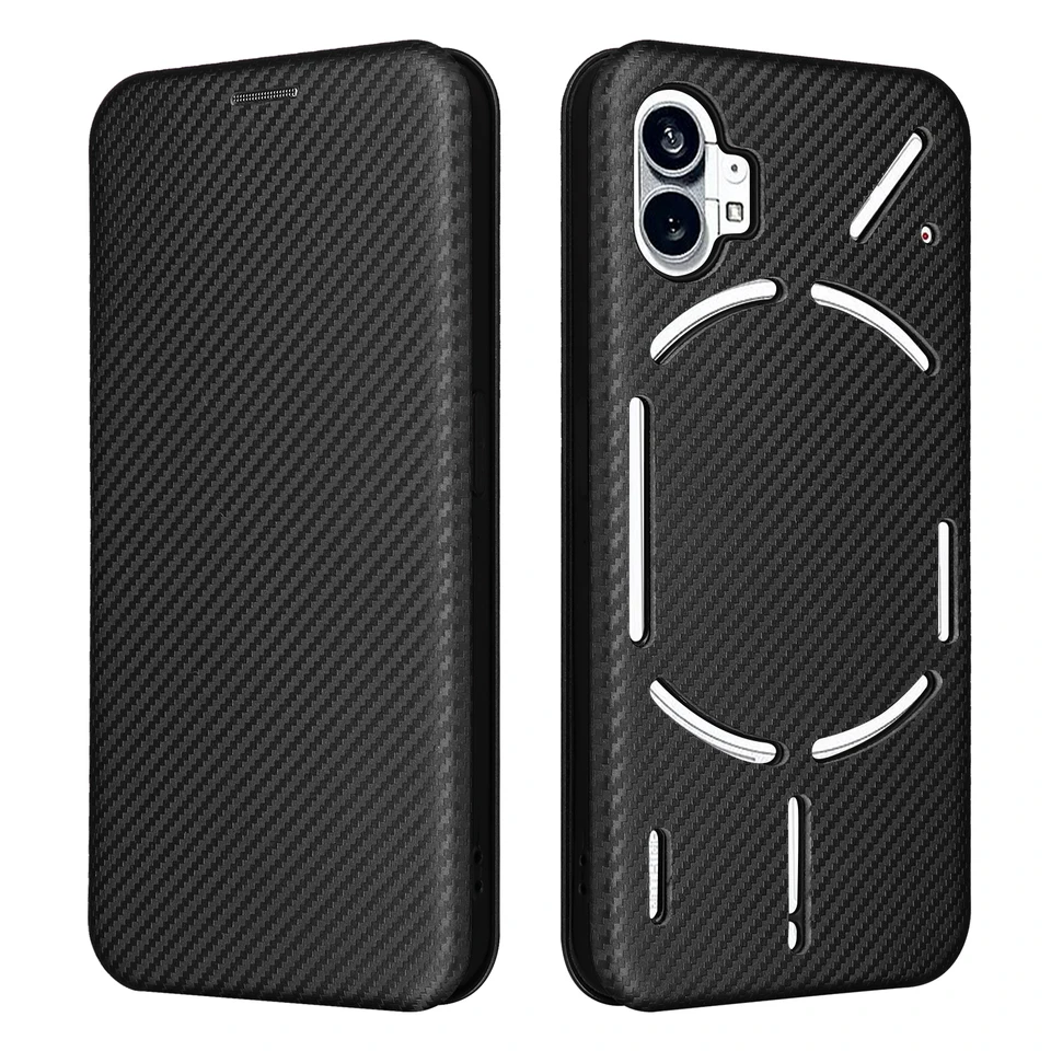 Pre nič telefón 1 Púzdro na kožu z uhlíkových vlákien Nič telefónny telefón 1 Nič Phone Business Magnetic Wallet Card Slot Slim Cover Slim Cover