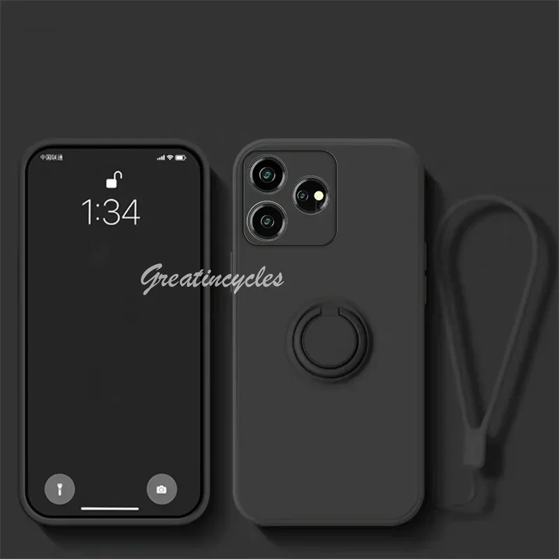 Pre Nubia V60 Design puzdro Soft TPU kovový magnetický držiak na chránený kryt Silikón na šnúrku krátke lano