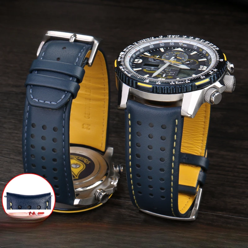 Pre občianske oblúkové rozhranie Blue Angel Radio Gentleman Men At8020-54L/JY8078 High-end Originine Leather 1 2 Generation WatchBand