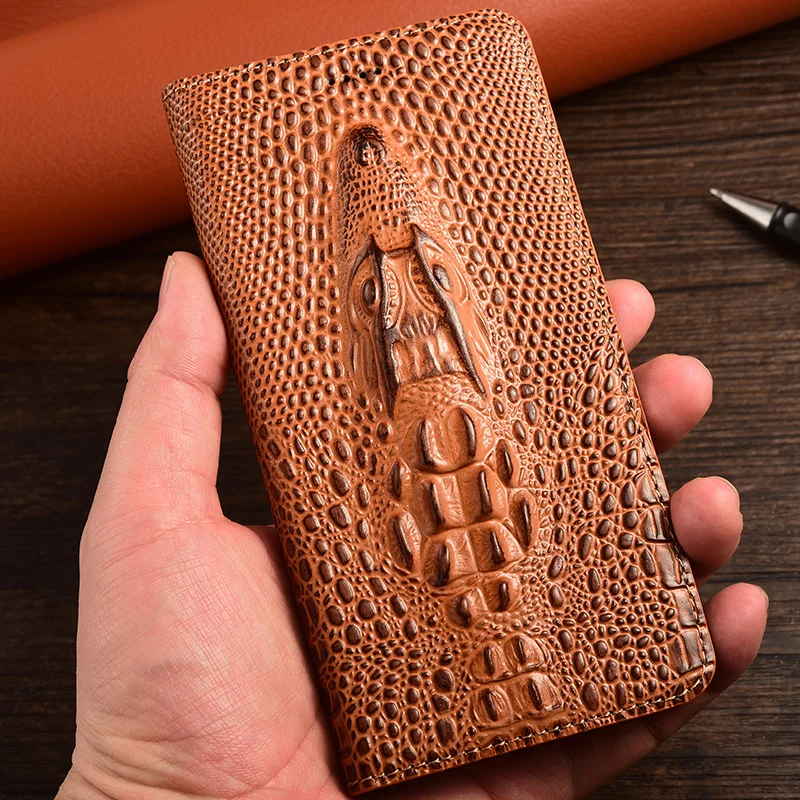 Pre OnePlus 3 3T 5 5T 6 6T 7 7T 8 8T 9 10 10T 11R 12R 12R 13 Pro Crocodile Head Originálne kožené flip telefónne puzdro