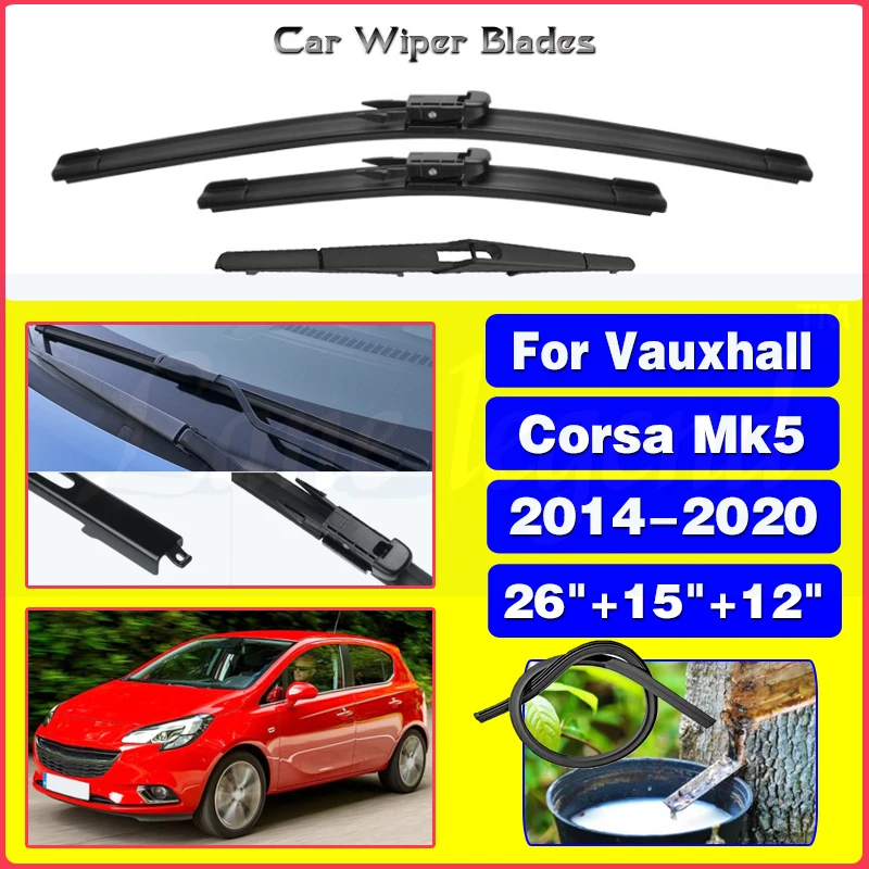 Pre Opel Corsa E X15 2014-2020 Vauxhall Corsa MK5 predné zadné stierač čepele čelné sklo Černé sklo Adsess 2018 2019 26 