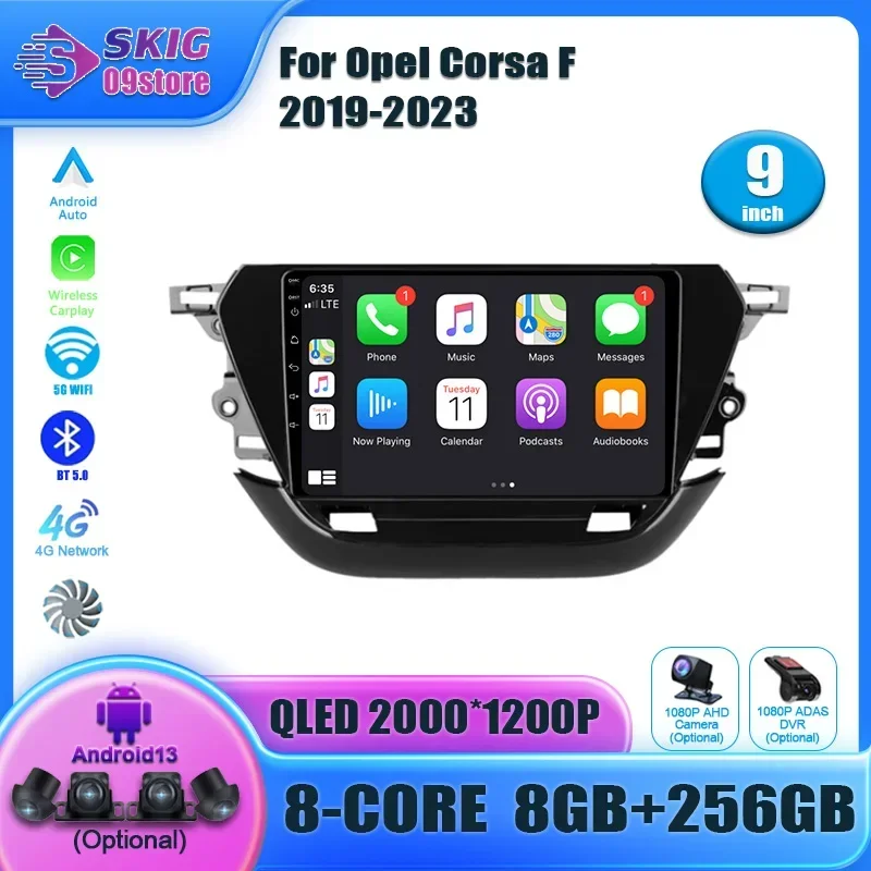 Pre Opel Corsa F 2019-2023 Android Touch Screen Autoradio Car Stereo Radio Video Player Player navigácia GPS multimediálny videozáznam