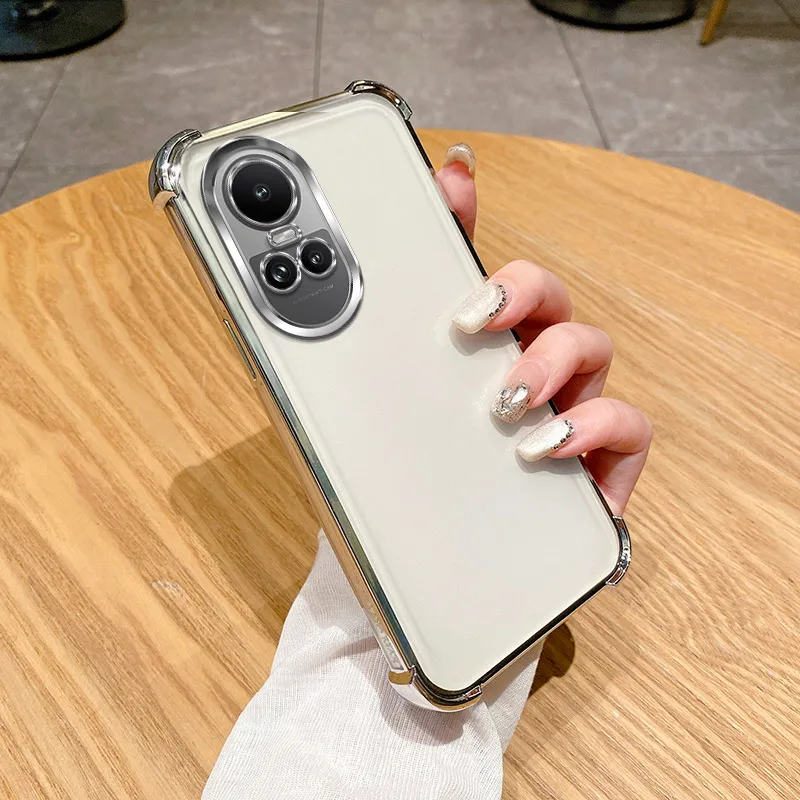 Pre Oppo Reno 10 puzdro Oppo Reno10 Pro Puzdro na telefón Reno 10 5G Štyri rohy zahusťovanie Shookproof Plating Silikone Soft zadný kryt