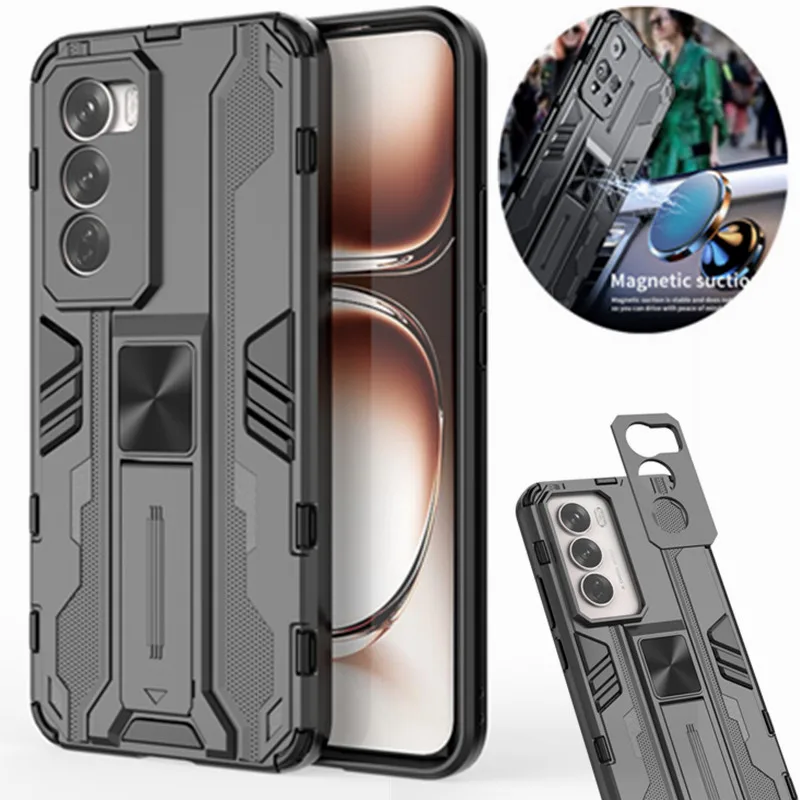 Pre OPPO Reno 12 5G puzdro odolný voči šošovke Armor Armor Camera Ochrana kryt pre Reno 12 Reno12 5G Magnetic Ring Bumper Case Case