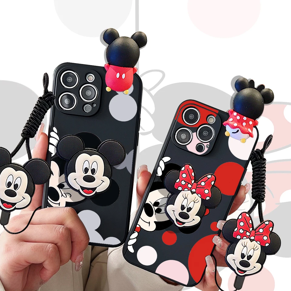 Pre Oppo Reno 4f 4lite 5lite 5 7 4G 8 4G 8T 10 10 11 Pro 11f 12 Winking Minnie Case s držiakom lano
