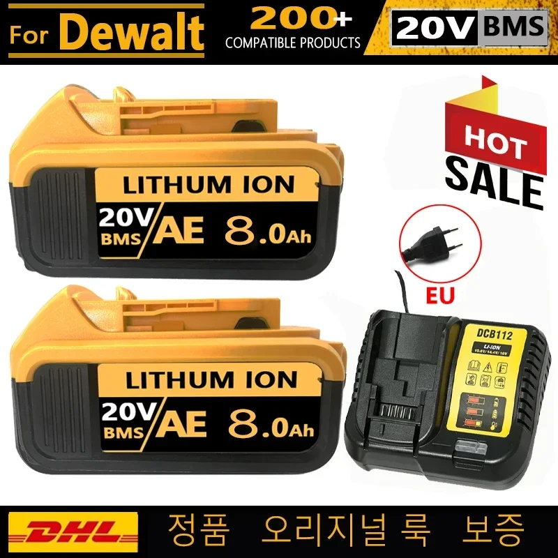 Pre originálnu batériu Dewalt, 20V, 8AH, nabíjateľná lítium-iónová batéria, Dewalt, DCB118, DCB115, rýchle nabíjanie, batéria s dewaltovými nástrojmi