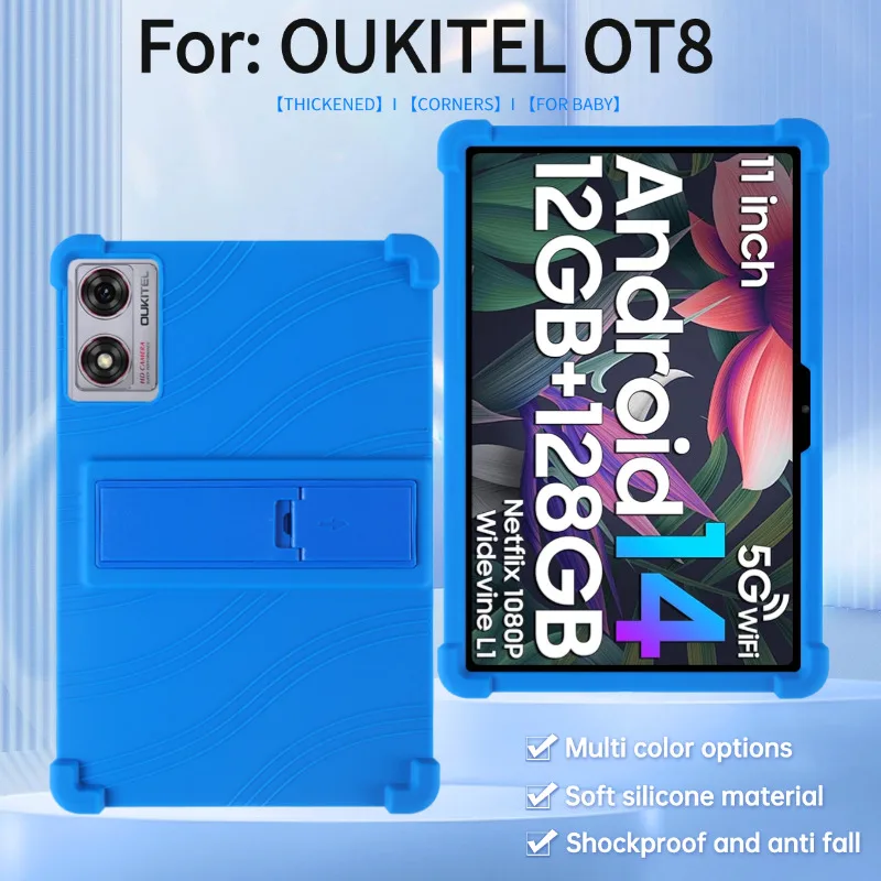 Pre oukitel OT8 11 palcový tablet silikónový puzdro, detské priateľské mäkké silikónové nastaviteľné stojanové kryt