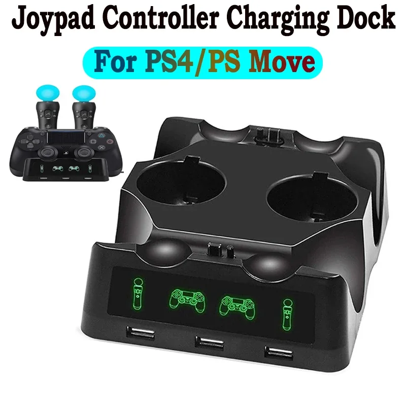 Pre ovládač PS4 Controller nabíjačka Joystick 4 v 1 Dual Fast nabíjanie doku pre Sony PS Move Game Controller s LED indikátorom