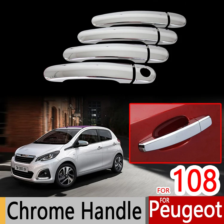 Pre Peugeot 108 Príslušenstvo chrómový obloženie chrómu Styling Dvere Ruckoviny krytu nálepka Exteriér dekorácie Styling automobil
