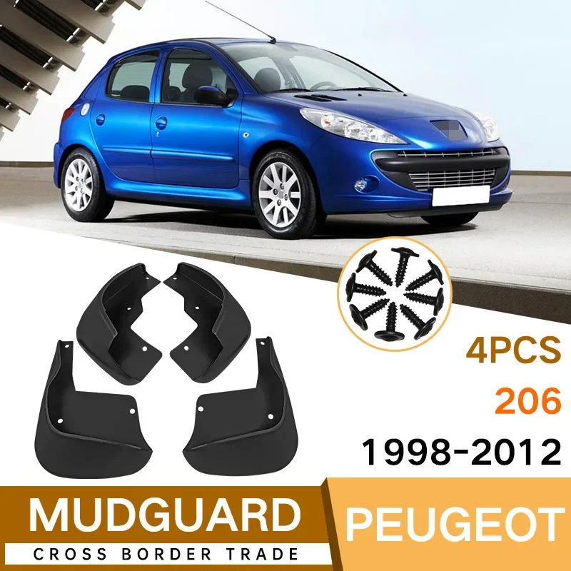 Pre Peugeot 206 1998-2012 Black Car Mudguard Rold Recure Resort Rifer Dirt Car Autabs Tools Tools