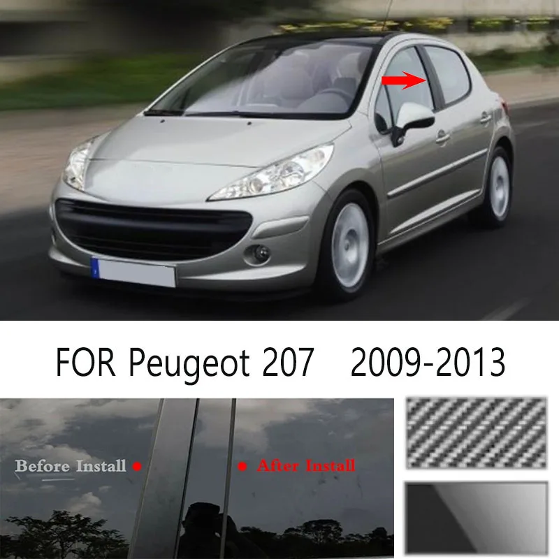 Pre Peugeot 207 2009-2013 Glossy Black Window Door stĺpec BC stĺpový stĺpový stĺpový obal na oblúk Automatické nálepka Styling