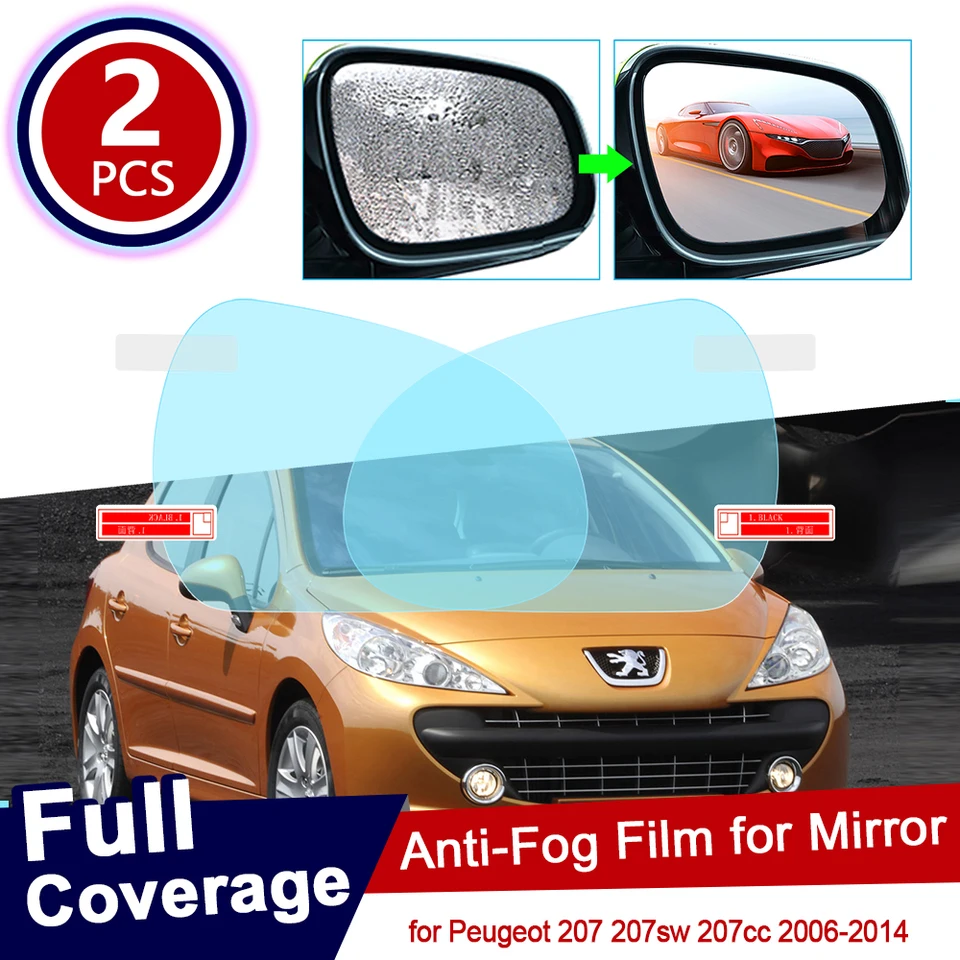 pre Peugeot 207 207Sw 207cc 2006 ~ 2014 Plné obaly Anti Fog Film Reparview Mirror Accessories 2007 2008 2009 2010 2012 2012 2012 2013
