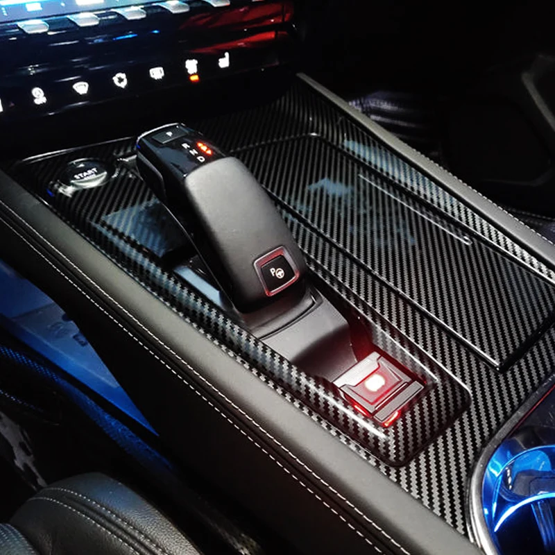 Pre Peugeot 508 2019 - 2022 Center Console Shift Box Panel Cover Decanrative Trim Abs Ab Uhlíkové vlákno /kúsok príslušenstva