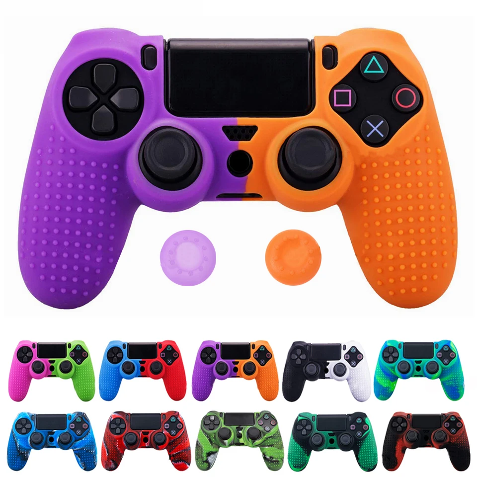 Pre PlayStation 4 Game Accessories Silikone Cover Skin pre DualShock 4 PS4 Pro Slim Controller Case and Thumb Grips Caps
