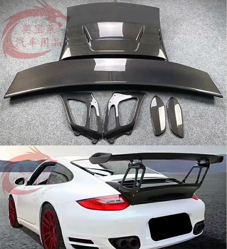 Pre Porsche 911 997 2006-2011 krídla pery chvost Trunk Spoiler Skutočné uhlíkové vlákno GT3 RS Style