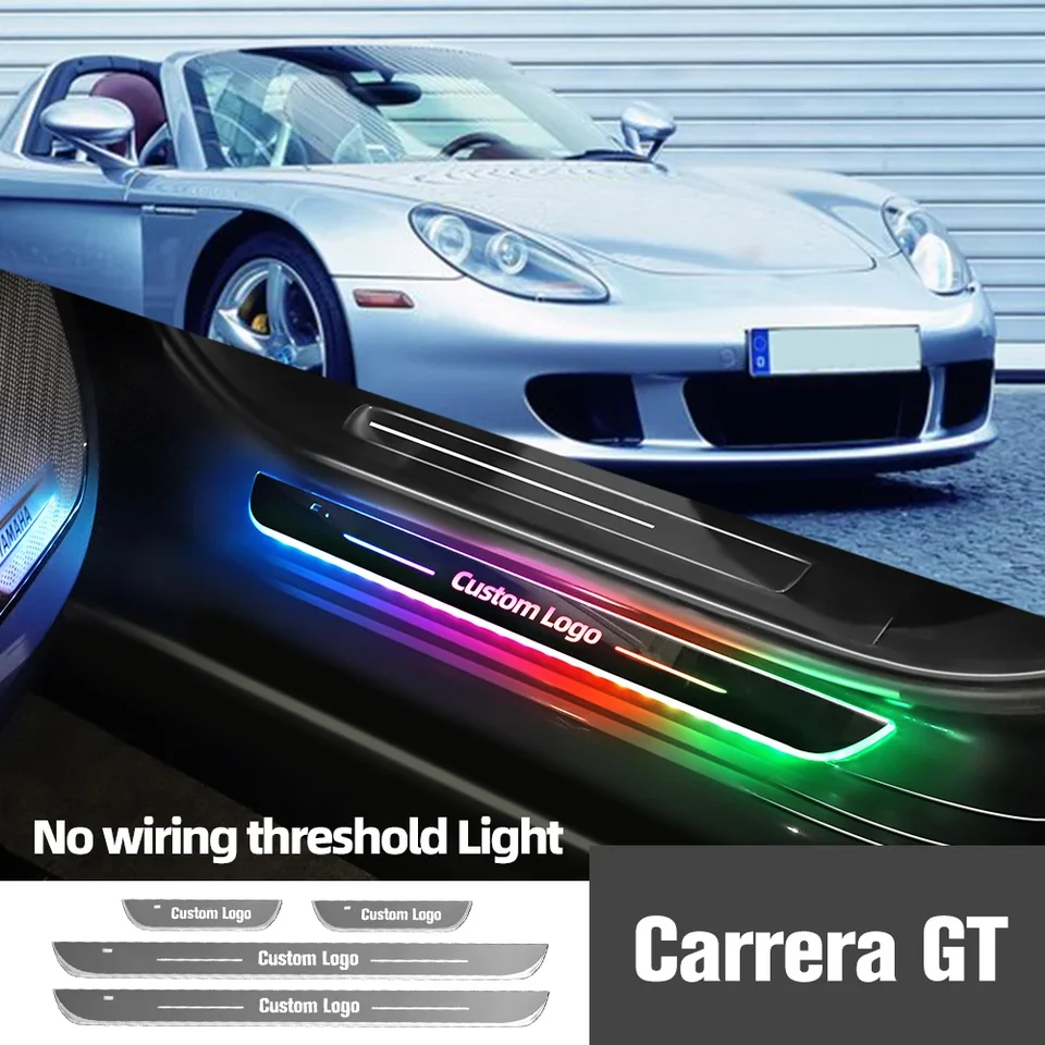 Pre Porsche Carrera GT 980 2003-2006 2004 2005 2005 SILL SILL LOGE Prispôsobené logo LED LED PREAL PREAL LAMP DODATOK