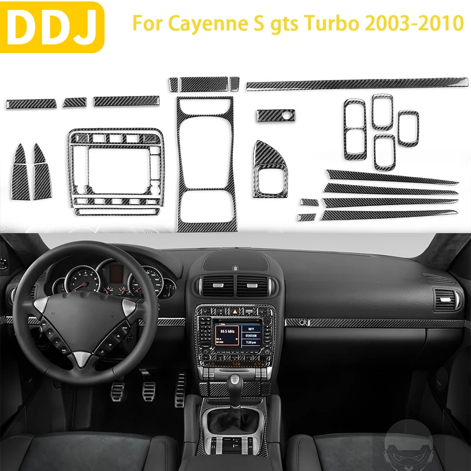 Pre Porsche Cayenne s GTS Turbo 2003-2010 Accessorie Accessorie Uhlíkové vlákno Interiérový výstroj Panel Center Console Trim Sticker Decorácie