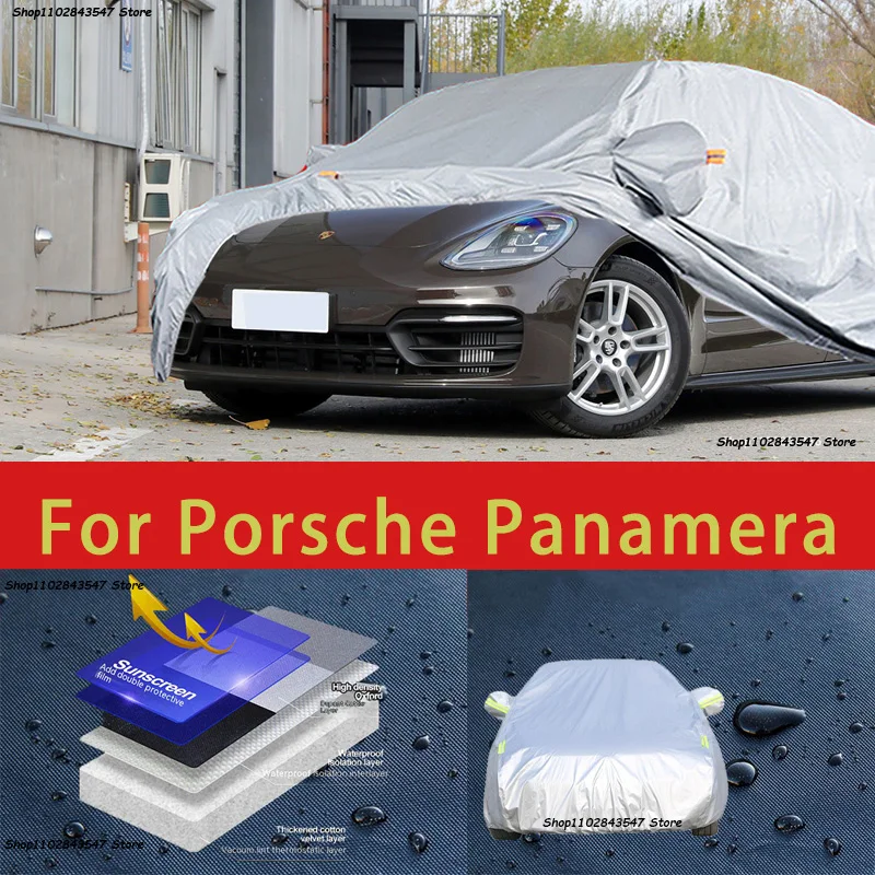 Pre Porsche Panamera Outdoor Offery Plné kryty automobilov Snow Cover Sunshade Nepremokavý prach odolný voči exteriéru