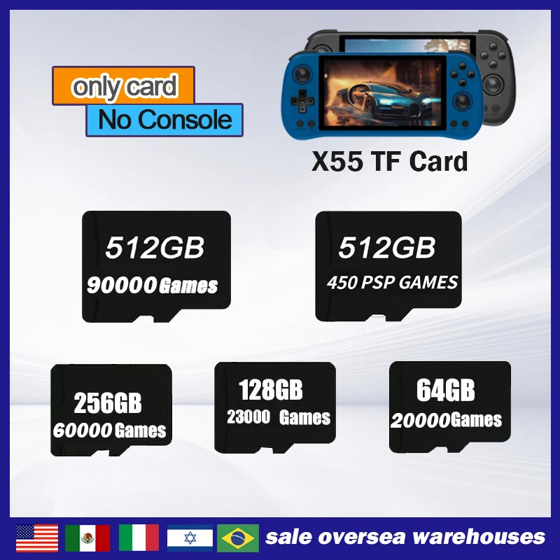 Pre Powkiddy X55 Retro Runheld Game Console TF Karta Vstavaná v 512G 90000 Games PSPPreloaded Games Pamäťová karta Universal