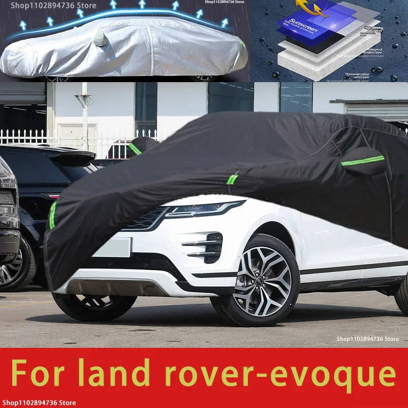 Pre pozemok Rover Evoque Fit Outdoor Protection Plné kryty automobilov Snow Cover Sunshade Neproidný prach odolný exteriér exteriér čierny kryt automobilu