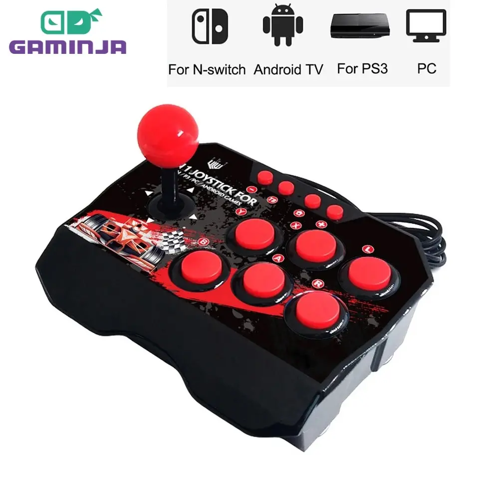 Pre prepínač 4-v 1Game joystick s 3M USB káblovou turbodúchadlovou rockerovou rockerovou stanicou pre Nintendo Switch Android TV PS3 PC